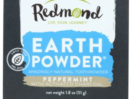 Earthpowder All Natural Tooth and Gum Powder Peppermint Chrcoal 1.8 Oz By Redmond Life Online