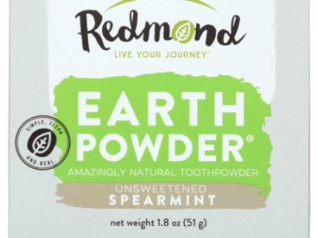 Earthpowder All Natural Tooth and Gum Powder Unsweetened Spearmint 1.8 Oz By Redmond Life For Discount