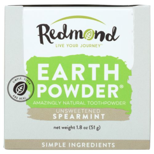 Earthpowder All Natural Tooth and Gum Powder Unsweetened Spearmint 1.8 Oz By Redmond Life For Discount