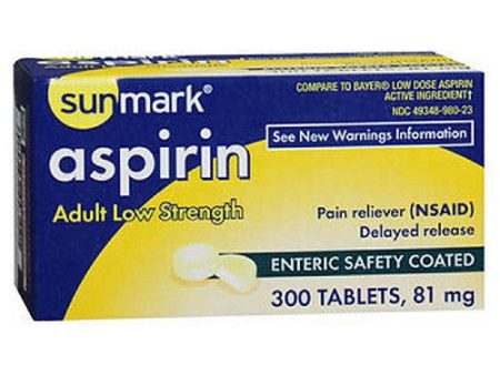 Sunmark Aspirin Adult Enteric Safety Coated Tablets 300 Tabs By Sunmark Supply